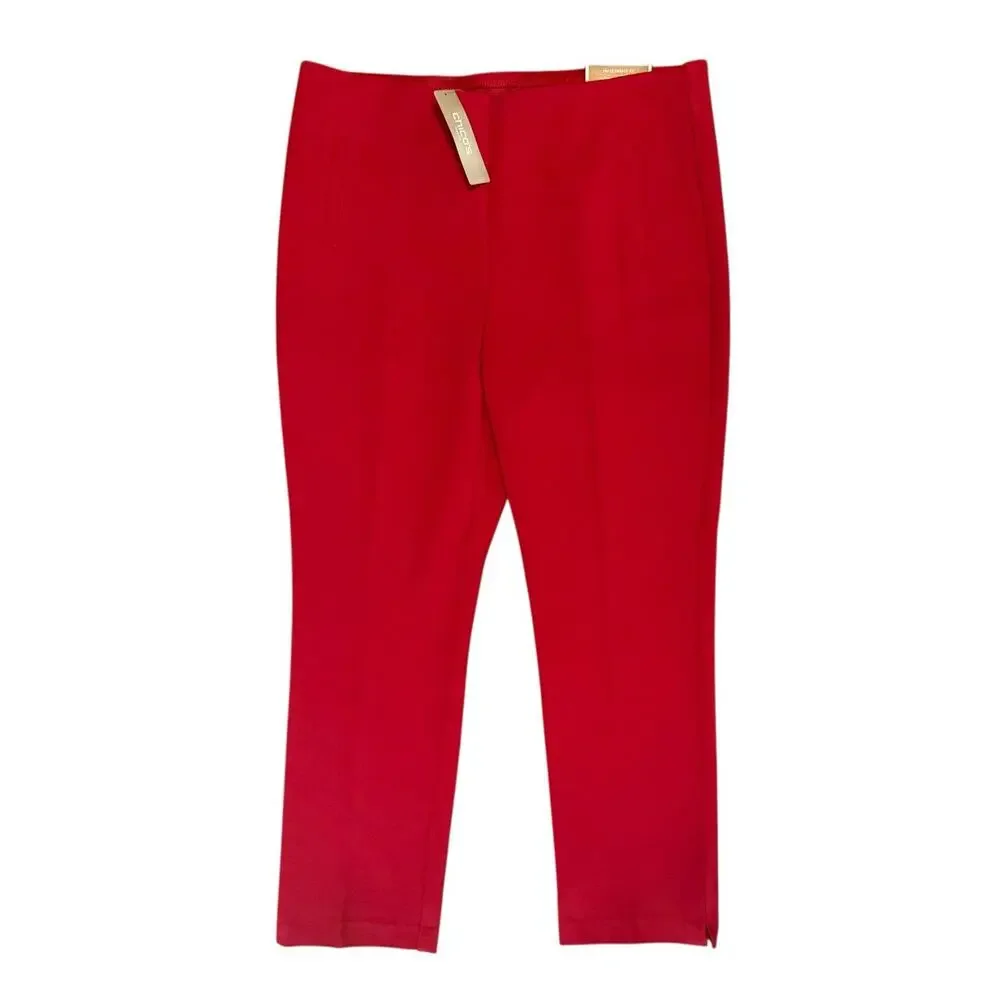 NWT Chicos The Ultimate Fit Juliet Straight Leg Red Pants Size LP 12P (2P) $89
